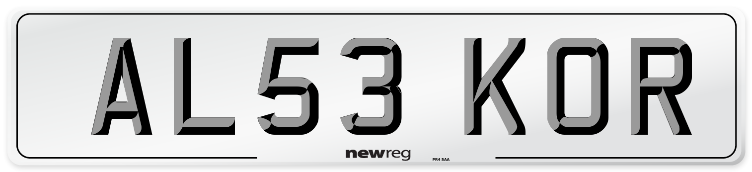 AL53 KOR Number Plate from New Reg